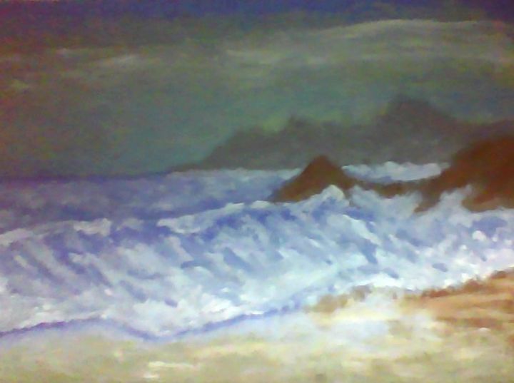 Painting titled "The ocean" by Claudio Suenaga, Original Artwork, Oil