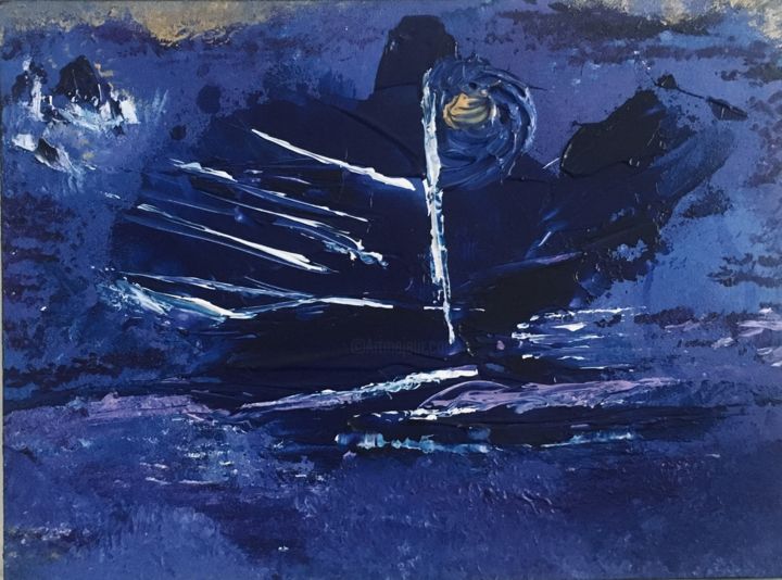 Painting titled "« Violet et bleu »" by Claudio Buzetti, Original Artwork, Acrylic