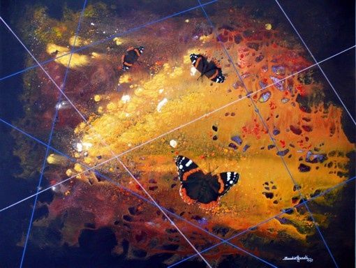 Pittura intitolato "Danza cosmica al tr…" da Claudio Guasti, Opera d'arte originale