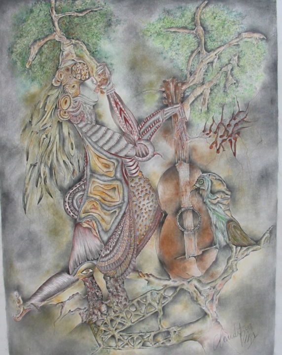 Peinture intitulée "music-all-pastel-cr…" par Claudy Thiry, Œuvre d'art originale