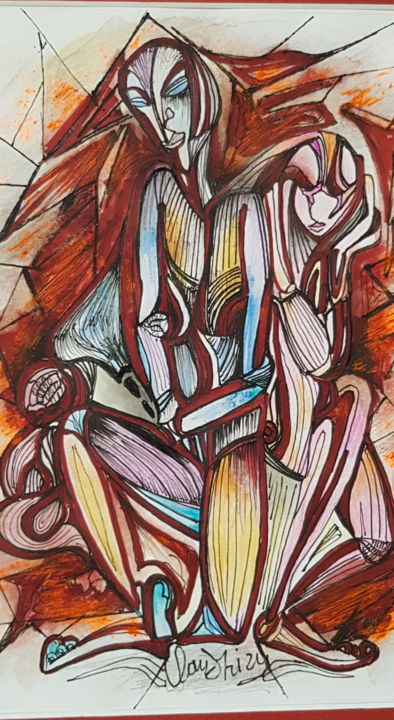 Peinture intitulée "Humanoïde" par Claudy Thiry, Œuvre d'art originale