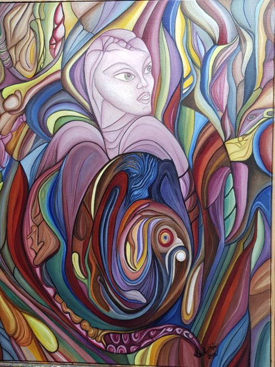 Peinture intitulée "Tendresse effarouch…" par Claudy Thiry, Œuvre d'art originale