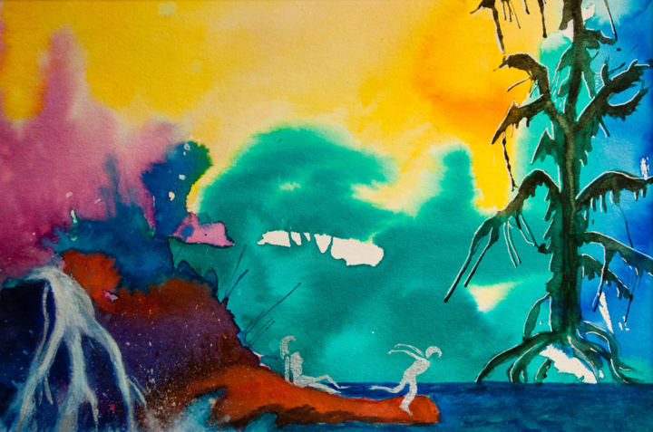 Peinture intitulée "Colordreams-31" par Claudy, Œuvre d'art originale, Encre