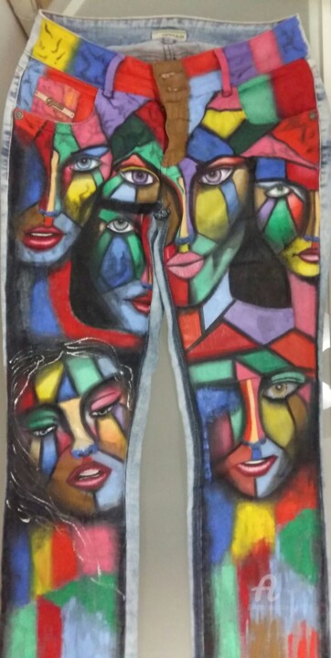 Painting titled "Jeans Art" by Cláudia Ribeiro Oficial, Original Artwork, Acrylic