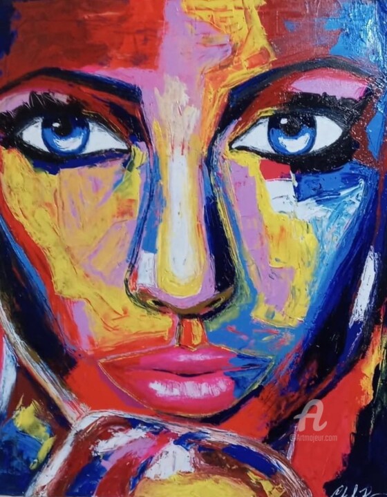 Painting titled "Olhos bons corpo il…" by Cláudia Ribeiro Oficial, Original Artwork, Acrylic