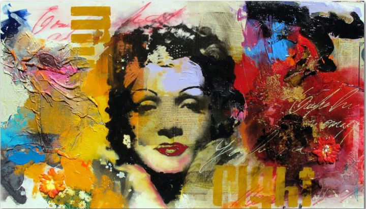 Painting titled "Marlene Dietrich" by Claus Costa, Original Artwork, Acrylic