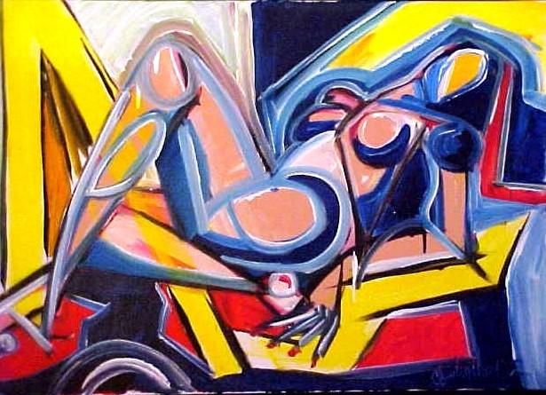 Painting titled "reclining nude" by Clayton Thomas, Original Artwork, Oil