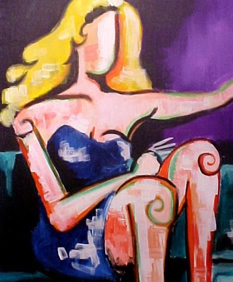 Painting titled "seated blonde" by Clayton Thomas, Original Artwork
