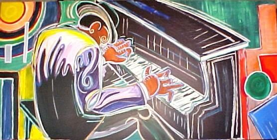 Painting titled "sounds like tipitina" by Clayton Thomas, Original Artwork