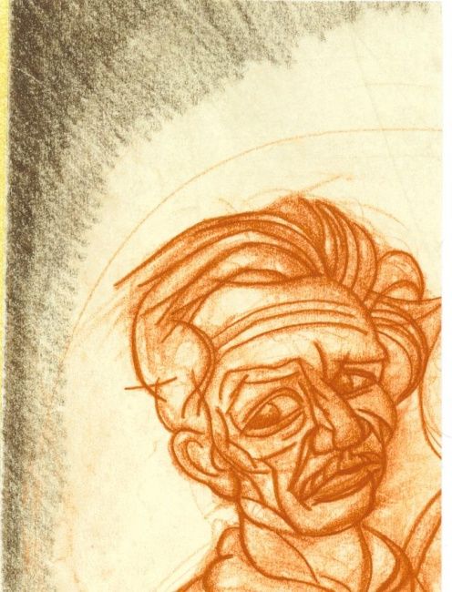Dibujo titulada "Older man" por Olof Lagerhorn, Obra de arte original