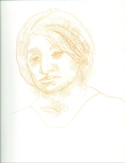 Disegno intitolato "Woman in thoughts" da Olof Lagerhorn, Opera d'arte originale