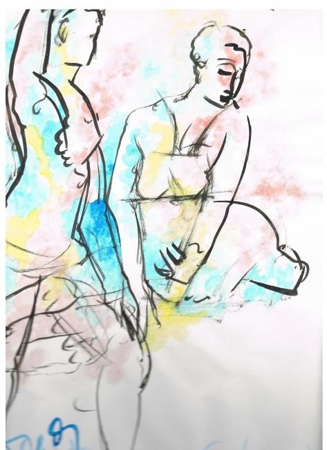 Drawing titled "Two dancers" by Olof Lagerhorn, Original Artwork