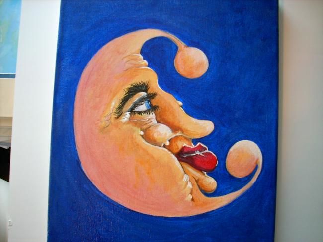 Painting titled "moon" by Edmond Frechmann, Original Artwork