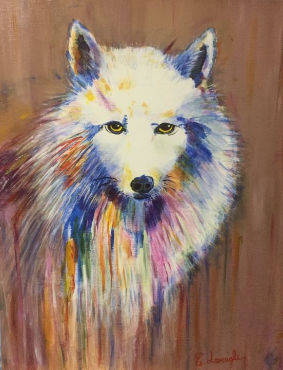 Painting titled "loup" by Clémence Leveugle, Original Artwork, Acrylic