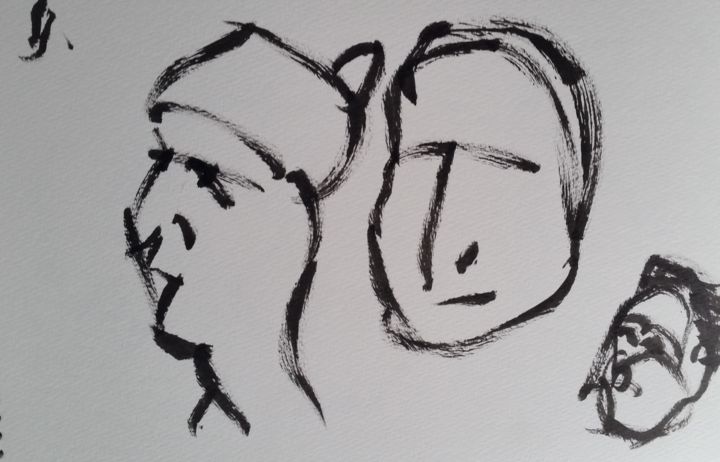 Drawing titled "Double portrait. Tw…" by Slem Chambers, Original Artwork