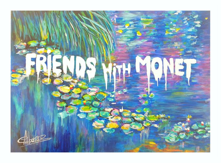 Painting titled "FRIENDS with MONET" by Clemence Albertus (Clem True Color), Original Artwork, Acrylic Mounted on artwork_ca…