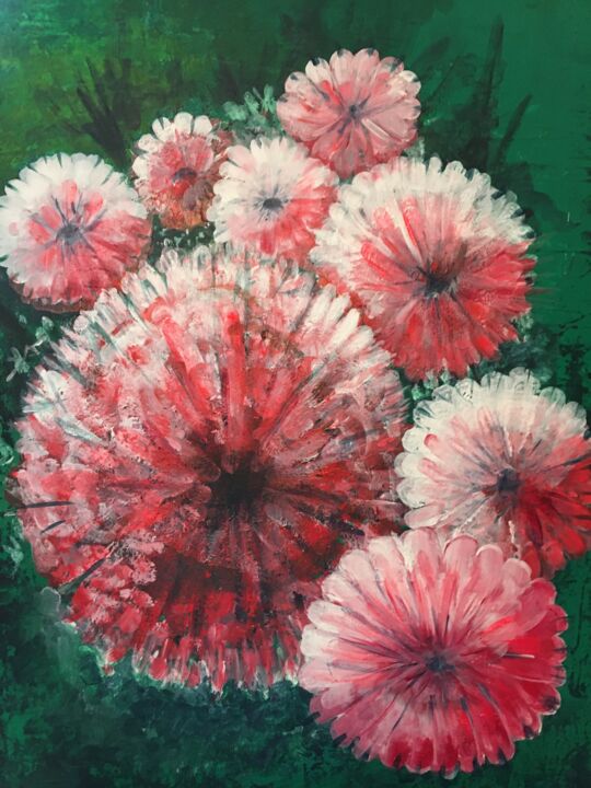 Peinture intitulée "Brassée de fleurs" par Clemence Barrier, Œuvre d'art originale, Acrylique Monté sur Châssis en bois