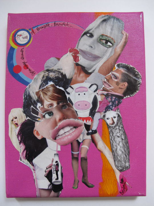 Collages titled "Hommage à Brigitte…" by Clémence Bedu, Original Artwork, Acrylic