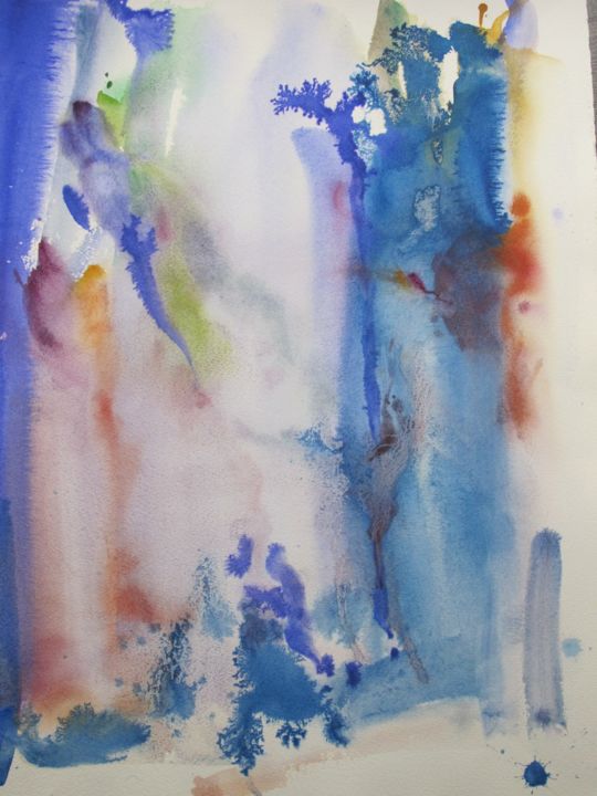 Painting titled "Lavis d'été" by Clémence Bedu, Original Artwork, Watercolor