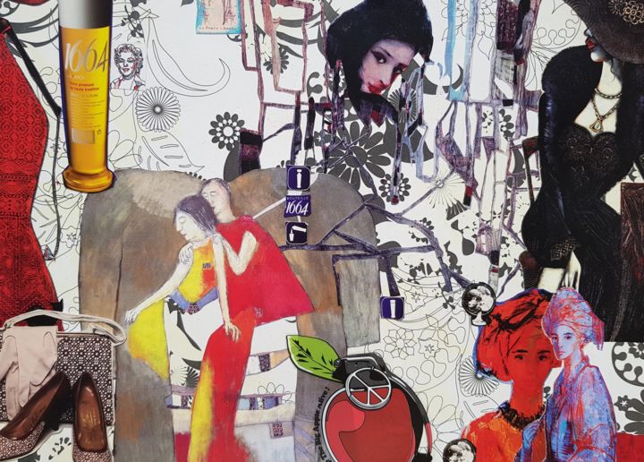 Collages intitulée "La bombe, le torse" par Clémence Bedu, Œuvre d'art originale, Collages