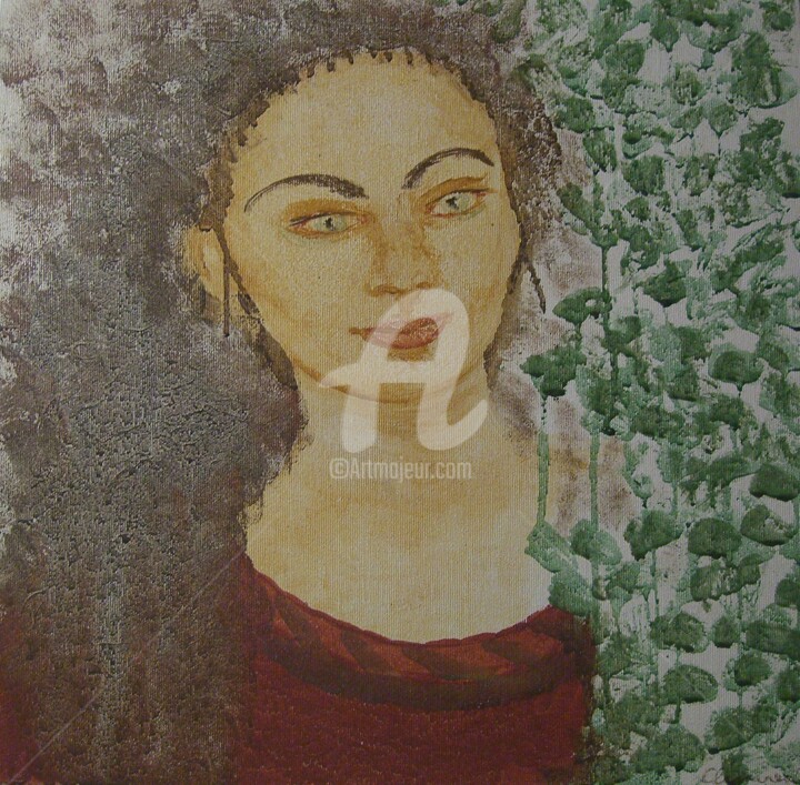 Peinture intitulée "Femme Brune" par Clémence C., Œuvre d'art originale, Tempera
