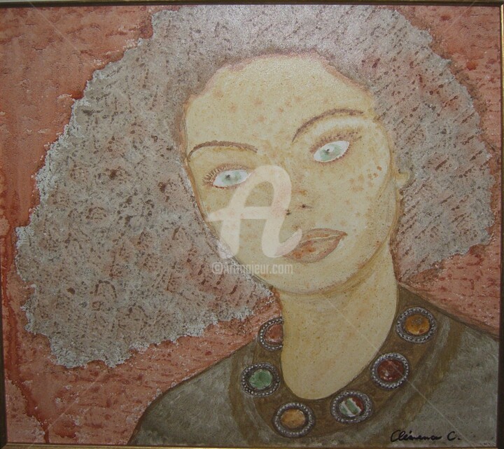 Pintura intitulada "Femme Métisse Rousse" por Clémence C., Obras de arte originais, Têmpera