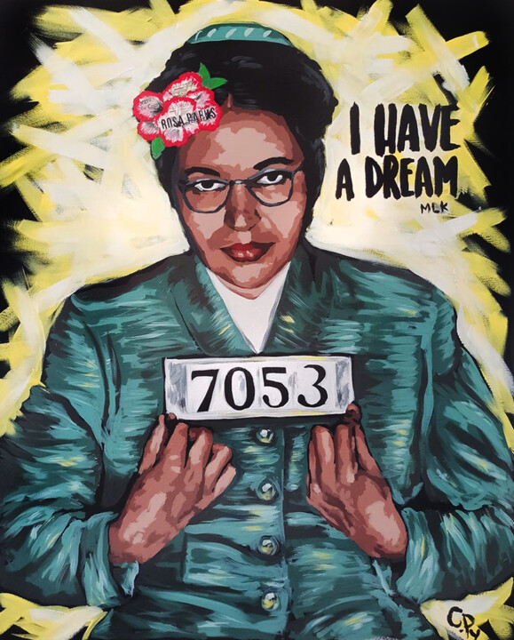 Painting titled "Rosa Parks" by Clémence Powney, Original Artwork, Acrylic