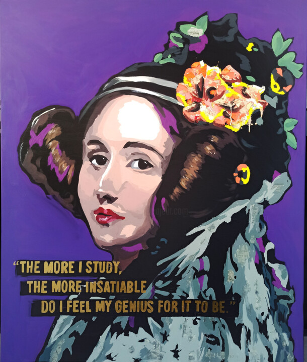 Painting titled "Ada Lovelace" by Clémence Powney, Original Artwork, Acrylic