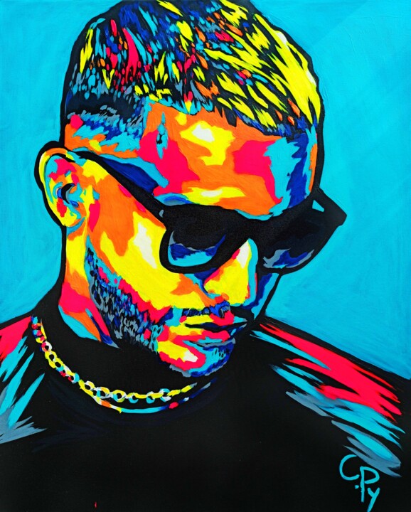 Pintura intitulada "DJ Snake" por Clémence Powney, Obras de arte originais, Acrílico