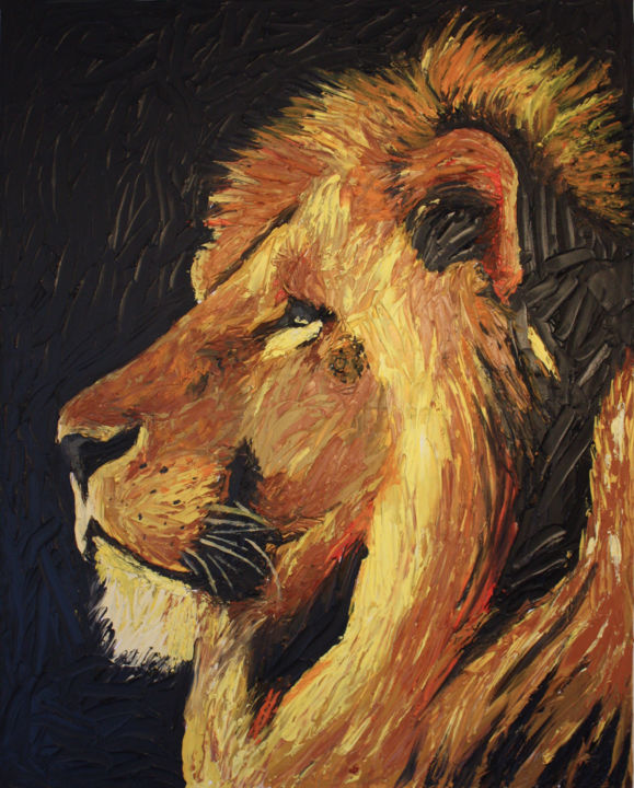 Peinture intitulée "Roi de la Jungle /…" par Clémence Powney, Œuvre d'art originale, Huile