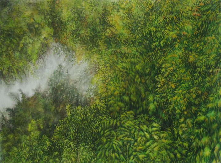 Peinture intitulée "Forêt humide 2" par Clémence Wach, Œuvre d'art originale, Aquarelle