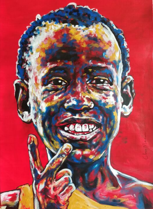 Painting titled ""Peace"" by Clement Mohale, Original Artwork, Acrylic