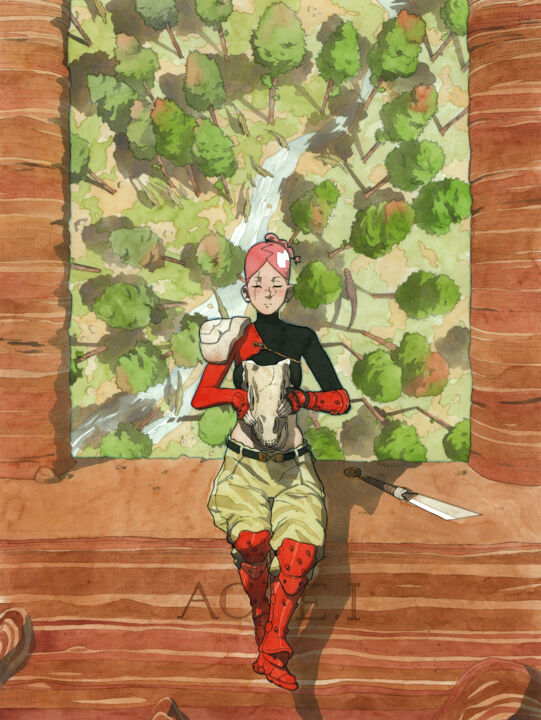 Peinture intitulée "Tourmaline - Acte I" par Clément Poumirau, Œuvre d'art originale, Aquarelle