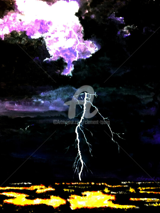 Pittura intitolato "Lightning and Thund…" da Clement Tsang, Opera d'arte originale, Acrilico