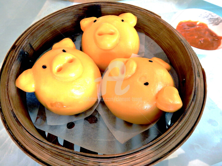 Photography titled "Chinese Piggy Bread…" by Clement Tsang, Original Artwork, Digital Photography