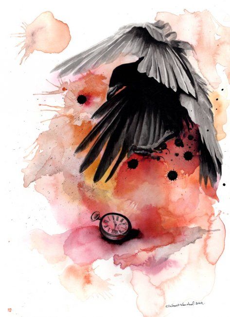 Peinture intitulée "Black crow secrets" par Clément Vauchel, Œuvre d'art originale,