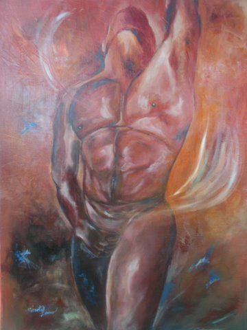 Painting titled "Puissance" by Chantal Henry Lener, Original Artwork, Oil