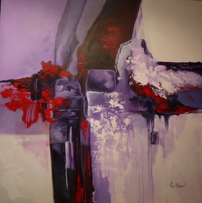 Painting titled "Purple" by Chantal Henry Lener, Original Artwork, Oil