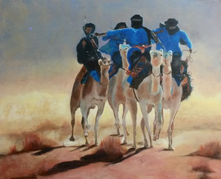 Painting titled "Traversée du désert" by Chantal Henry Lener, Original Artwork, Acrylic