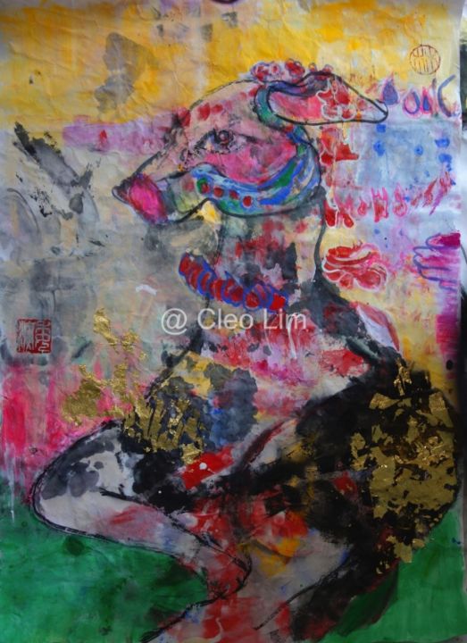 Pittura intitolato "valentina.jpg" da Cleo Lim, Opera d'arte originale, Olio