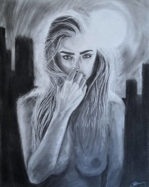 Dessin intitulée "Un autre visage dan…" par Clément Pellevoisin, Œuvre d'art originale, Crayon