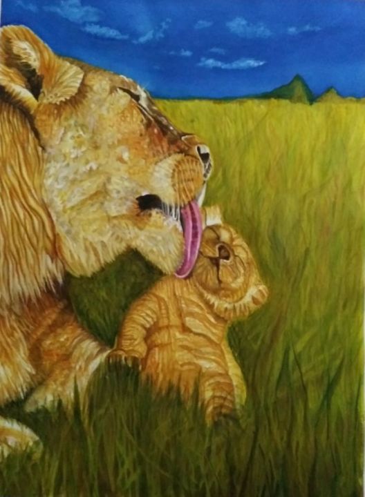 Peinture intitulée "leoa-maternal.jpg" par Cleusa Maria De Souza Nunes Vieira, Œuvre d'art originale, Aquarelle