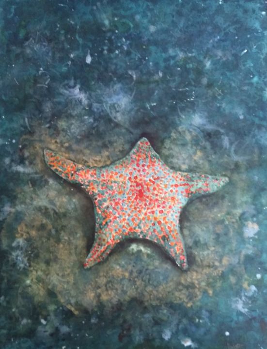 Painting titled "Estrela do Mar" by Cleusa Maria De Souza Nunes Vieira, Original Artwork, Watercolor