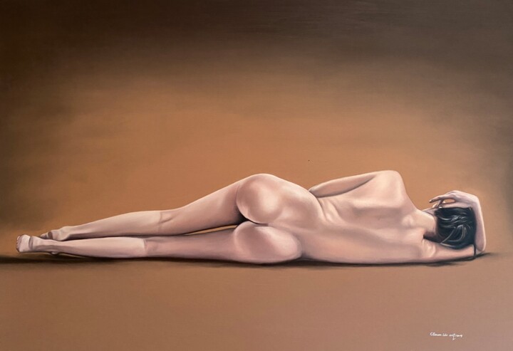 Peinture intitulée "Femme allongé" par Clèves Léo, Œuvre d'art originale, Huile