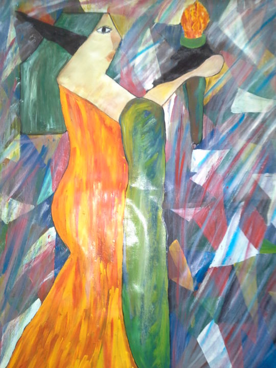 Peinture intitulée "de la lumière à la…" par El Genese Locum, Œuvre d'art originale, Huile
