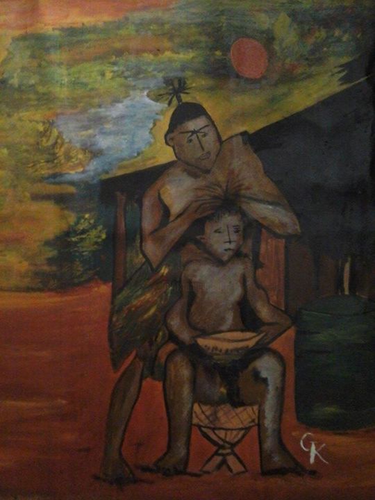 Pintura intitulada "le miroir" por El Genese Locum, Obras de arte originais, Óleo