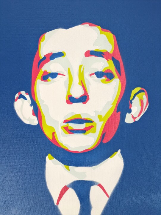Painting titled "Serge Gainsbourg" by Click, Original Artwork, Stencil Mounted on Wood Stretcher frame
