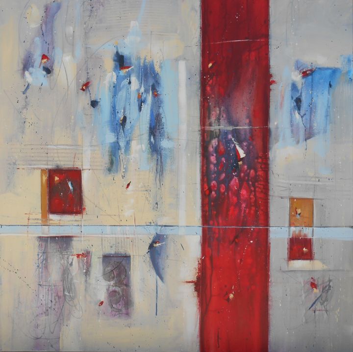 Painting titled "Abstract art - Walk…" by Cynthia Ligeros, Original Artwork, Oil Mounted on Wood Stretcher frame