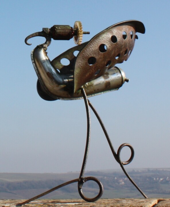 Sculptuur getiteld "Drilling Bird" door Clive Manuel, Origineel Kunstwerk, Metalen