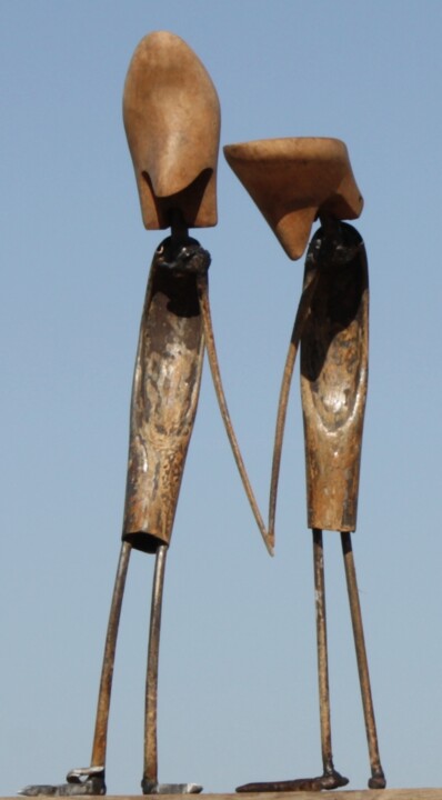 Sculpture titled "A Loving Couple" by Clive Manuel, Original Artwork, Metals